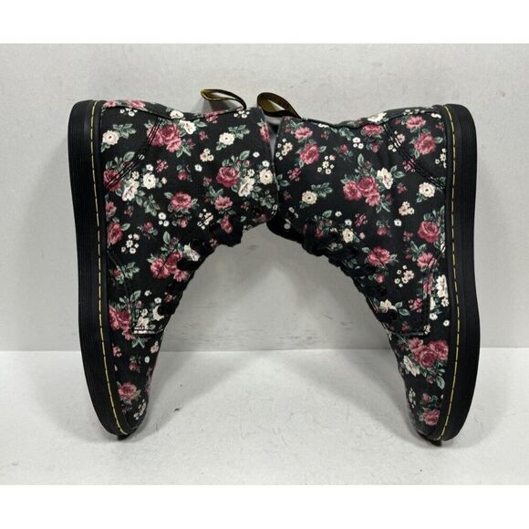 Dr. Martens Hackney Sneakers Women's Size 7 Black Floral Canvas Lace Up Shoes - Picture 5 of 8